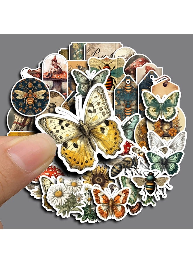 Beyond 50 Pcs Vintage Aesthetic Stickers, Natural Butterflies and Insects Deco Paper Sticker, for Scrapbooking, Journaling Supplies, Planners, Kid DIY Art Crafts - Image 4