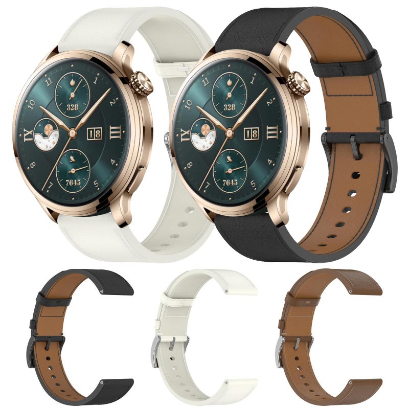 erorex For Honor Watch 4 Pro Press Button 22Mm Leather Watch Band(Black) - Image 5