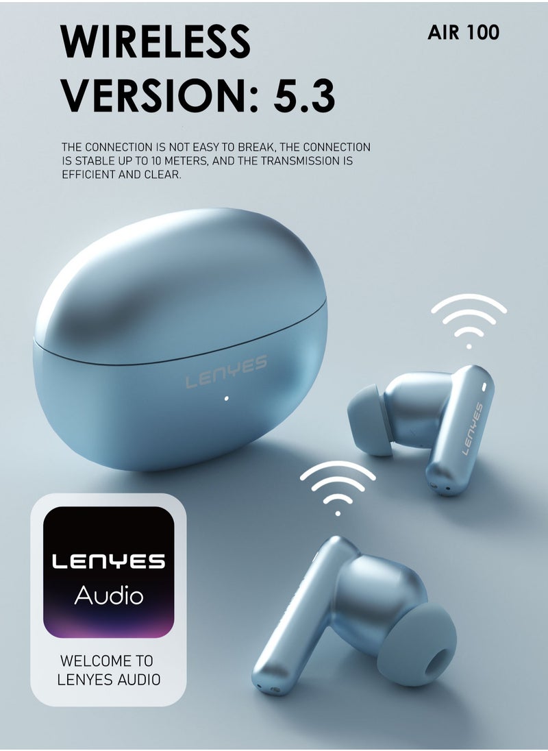 Lenyes - Lenyes AIR 100 Bluetooth Earphones 5.3, 10m Transmission distance，Noise reduction with Big Bass True Wireless Earbuds, IPX5, Sound effects can be adjusted via app - Image 1