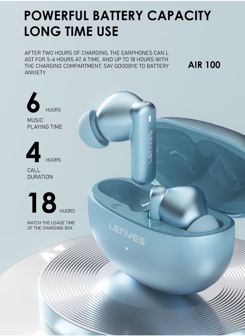 Lenyes - Lenyes AIR 100 Bluetooth Earphones 5.3, 10m Transmission distance，Noise reduction with Big Bass True Wireless Earbuds, IPX5, Sound effects can be adjusted via app - Image 1