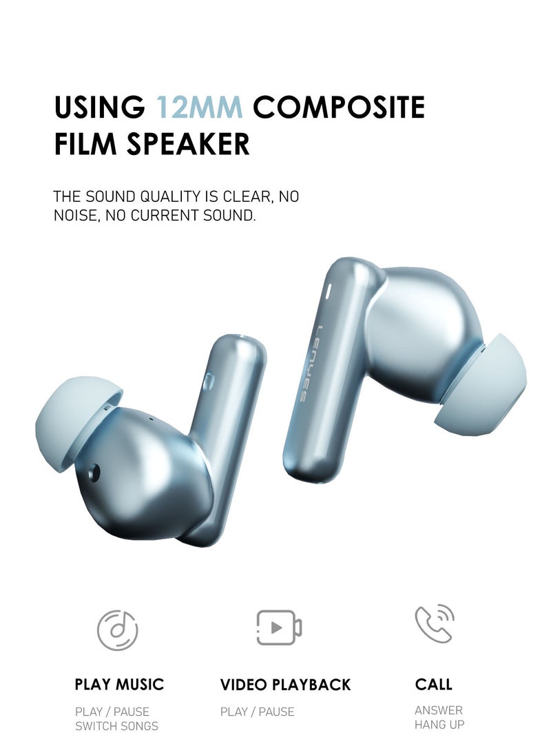 Lenyes - Lenyes AIR 100 Bluetooth Earphones 5.3, 10m Transmission distance，Noise reduction with Big Bass True Wireless Earbuds, IPX5, Sound effects can be adjusted via app - Image 1