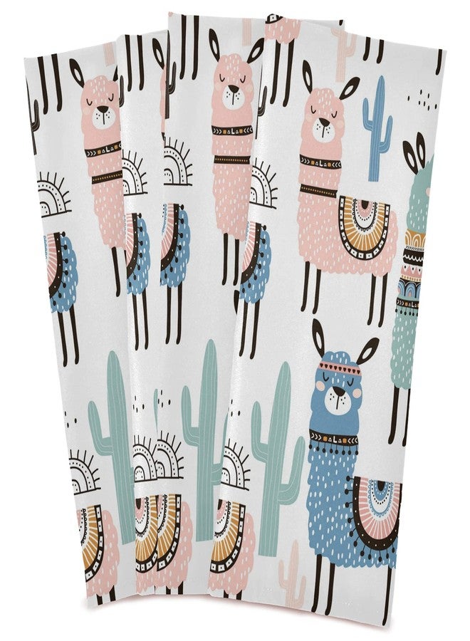 Naanle Ethnic Cactus Llama Kitchen Towels 4 Pack Dish Cloths Reusable Cleaning Cloths Absorbent Hand Towels Tea Towels Bar Towels Household Fast Drying 28 x 18 in - Image 1