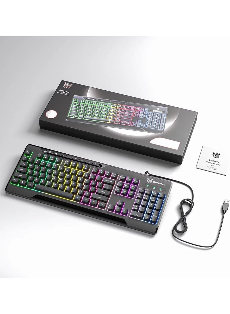 onikuma ONIKUMA G32 Gaming Keyboard, RGB Backlit, Mechanical Feel, Multimedia Keys, Anti-Ghosting, Black - Image 2