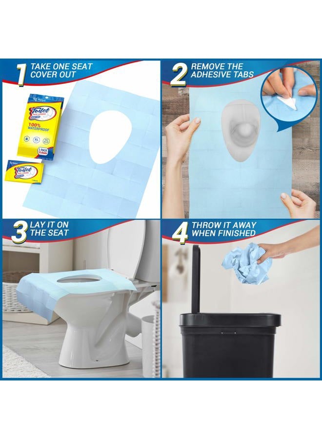 Relyo Toilet Seat Covers Disposable 100% Waterproof (30 Pack) - XL Disposable Toilet Seat Covers for Adults and Kids Potty Training - Travel Accessories for Public Restrooms, Airplane, Camping - Image 5