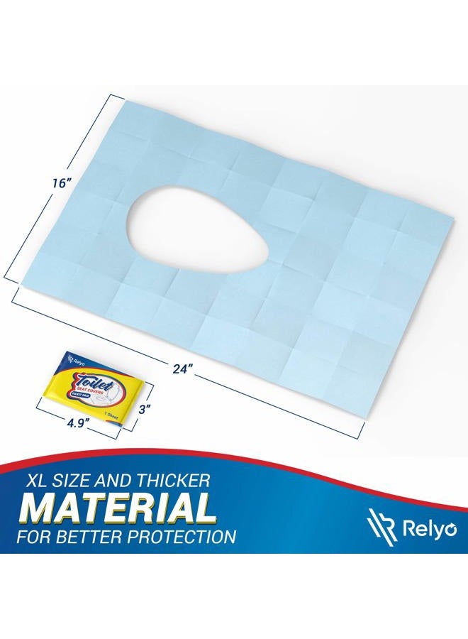 Relyo Toilet Seat Covers Disposable 100% Waterproof (30 Pack) - XL Disposable Toilet Seat Covers for Adults and Kids Potty Training - Travel Accessories for Public Restrooms, Airplane, Camping - Image 2