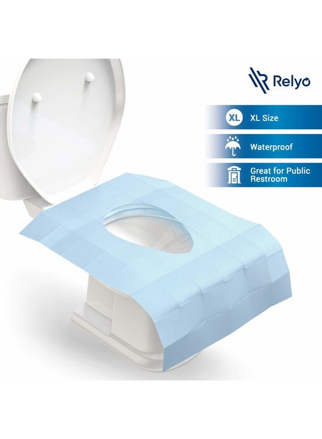 Relyo Toilet Seat Covers Disposable 100% Waterproof (30 Pack) - XL Disposable Toilet Seat Covers for Adults and Kids Potty Training - Travel Accessories for Public Restrooms, Airplane, Camping - Image 3