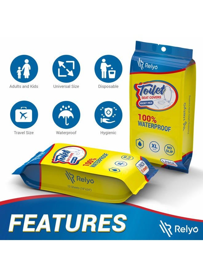 Relyo Toilet Seat Covers Disposable 100% Waterproof (30 Pack) - XL Disposable Toilet Seat Covers for Adults and Kids Potty Training - Travel Accessories for Public Restrooms, Airplane, Camping - Image 4