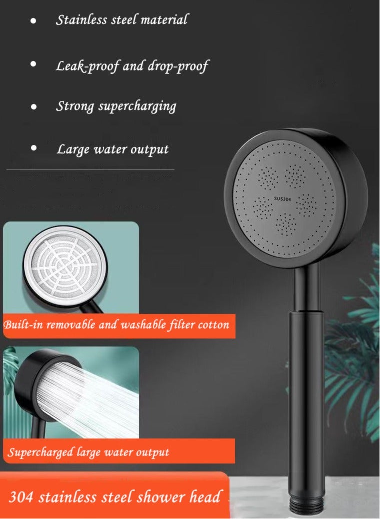 رأس دش عالي الضغط من الفولاذ المقاوم للصدأ باللون الأسود - Image 2