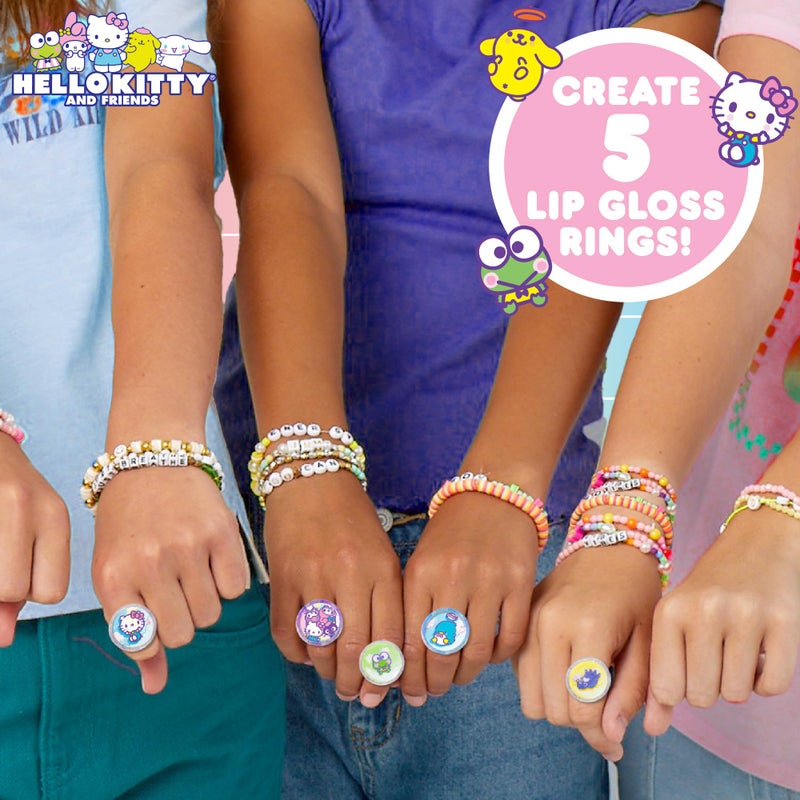 Hello Kitty Horizon Group USA Sanrio Hello Kitty and Friends Shimmer Lip Gloss Making Kit, Makes 5 Hello Kitty Glitter Lip Gloss Rings, DIY Hello Kitty Lip Gloss Kit, Great Birthday Gift for Ages 6+ - Image 2