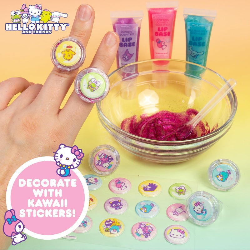 Hello Kitty Horizon Group USA Sanrio Hello Kitty and Friends Shimmer Lip Gloss Making Kit, Makes 5 Hello Kitty Glitter Lip Gloss Rings, DIY Hello Kitty Lip Gloss Kit, Great Birthday Gift for Ages 6+ - Image 4