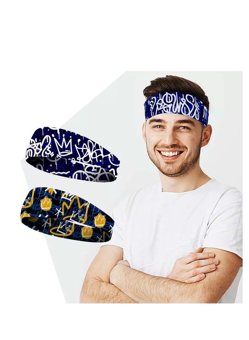 Generic 2PCS Men's Sports Headband, Yoga Headband, Sweat-Absorbing Cycling Headband  - Image 1