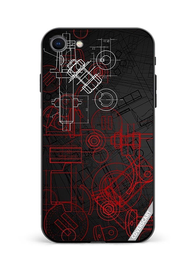 Protective Case Cover For Apple iPhone SE 2022 Industrial Abstract Design Multicolour