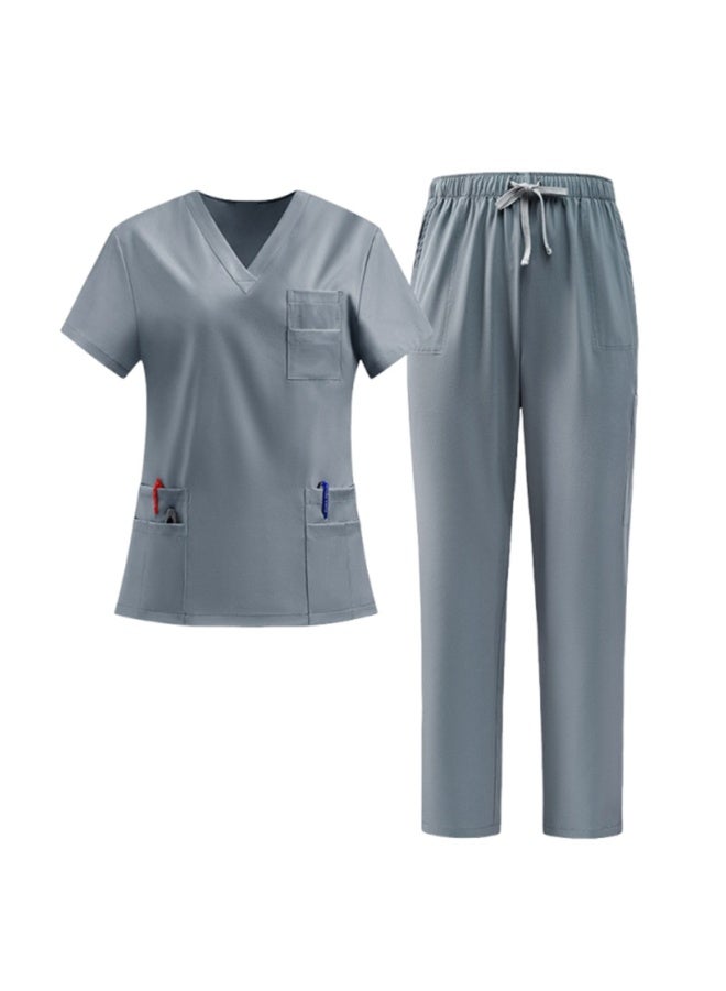 NIBEMINENT Classic  Nurse Scrubs Set Nurse Accessories Medical Uniform Surgical Dental Clinical Top Pants Lab Workwear Clothes - Image 1
