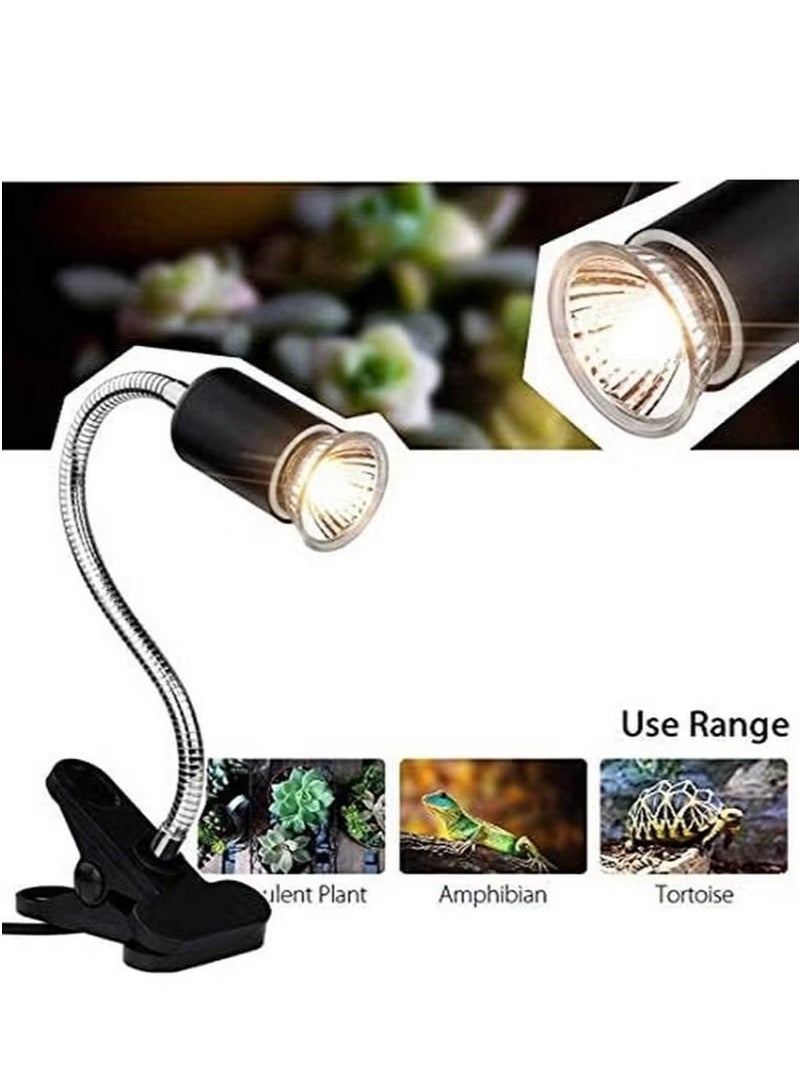 UVA UVB السلحفاة مصباح حراري 50W المشبك على الزواحف الحرارة لمبة 360 قابل للتعديل حوض السمك التدفئة ضوء E27 المشبك على باعث تسخين الأليفة للزواحف البرمائيات السحالي السلاحف الثعابين  - Image 5