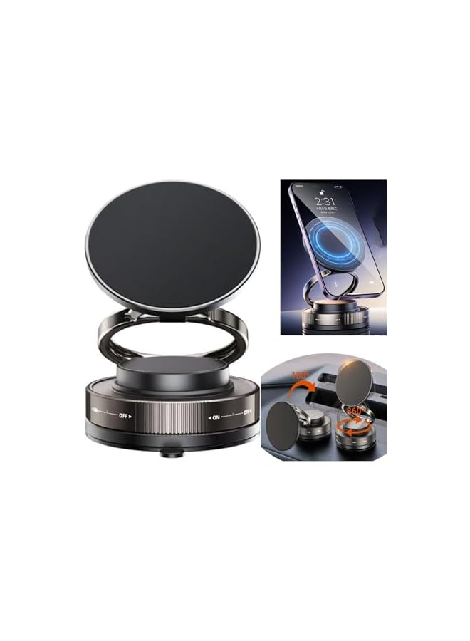 Green Tiger Vacuum Magnetic Suction Phone Holder,Doubled Sided Universal Cellphone Holder Stand for Car/Home/Smooth Surface/Glass Foldable and Retractable Vacuum Magnetic Suction Phone Mount Bracket(black) - Image 3