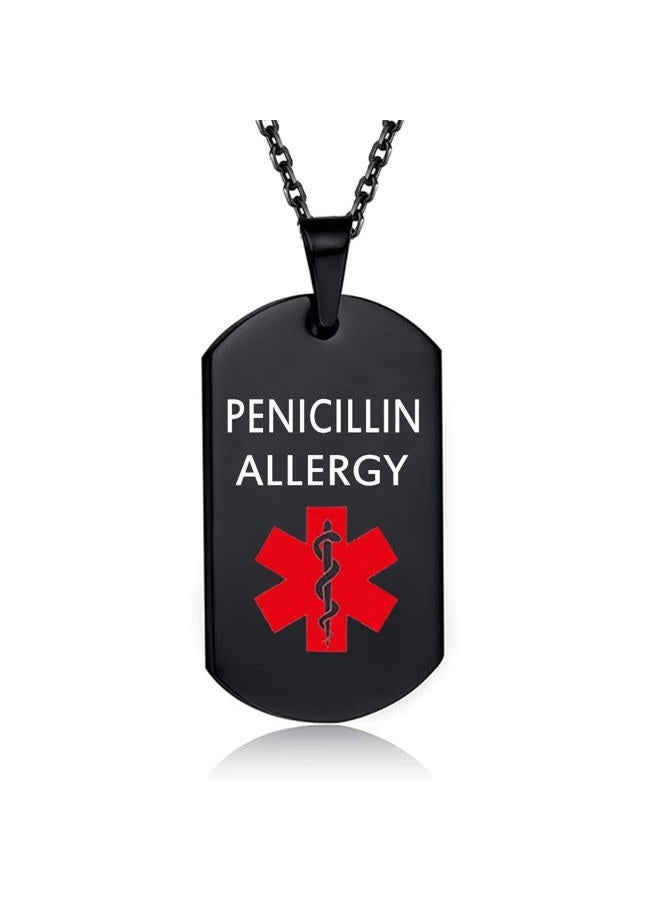 OutstandLong Medical Alert ID Necklace Pendant for Men Women Stainless Steel Medical ID Tag Emergency Med Alert Necklace Jewelry, Stainless Steel, base - Image 1