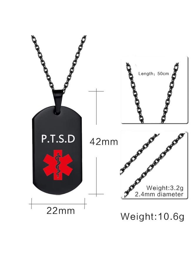 OutstandLong Medical Alert ID Necklace Pendant for Men Women Stainless Steel Medical ID Tag Emergency Med Alert Necklace Jewelry, Stainless Steel, base - Image 2