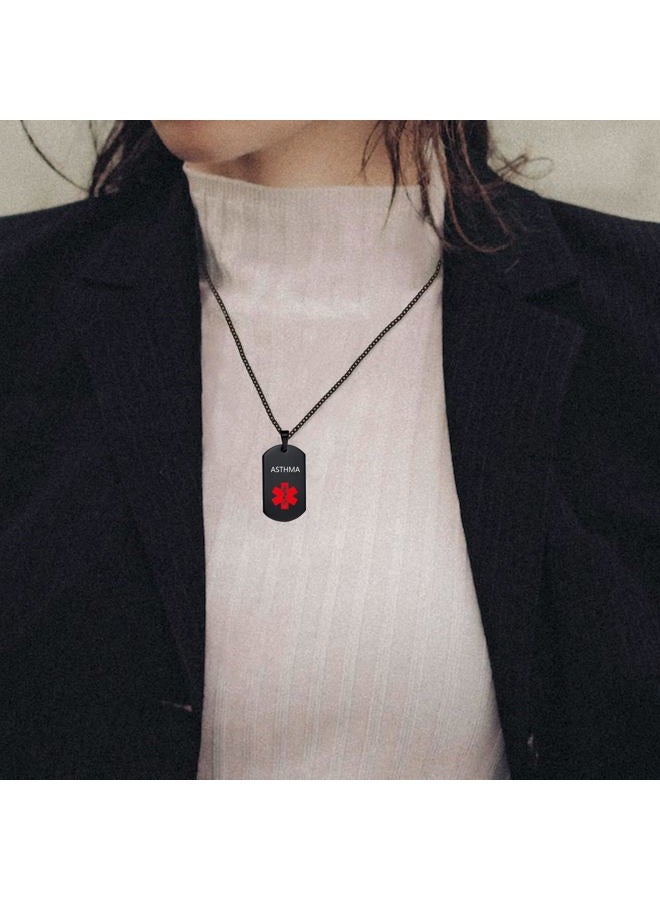 OutstandLong Medical Alert ID Necklace Pendant for Men Women Stainless Steel Medical ID Tag Emergency Med Alert Necklace Jewelry, Stainless Steel, base - Image 5