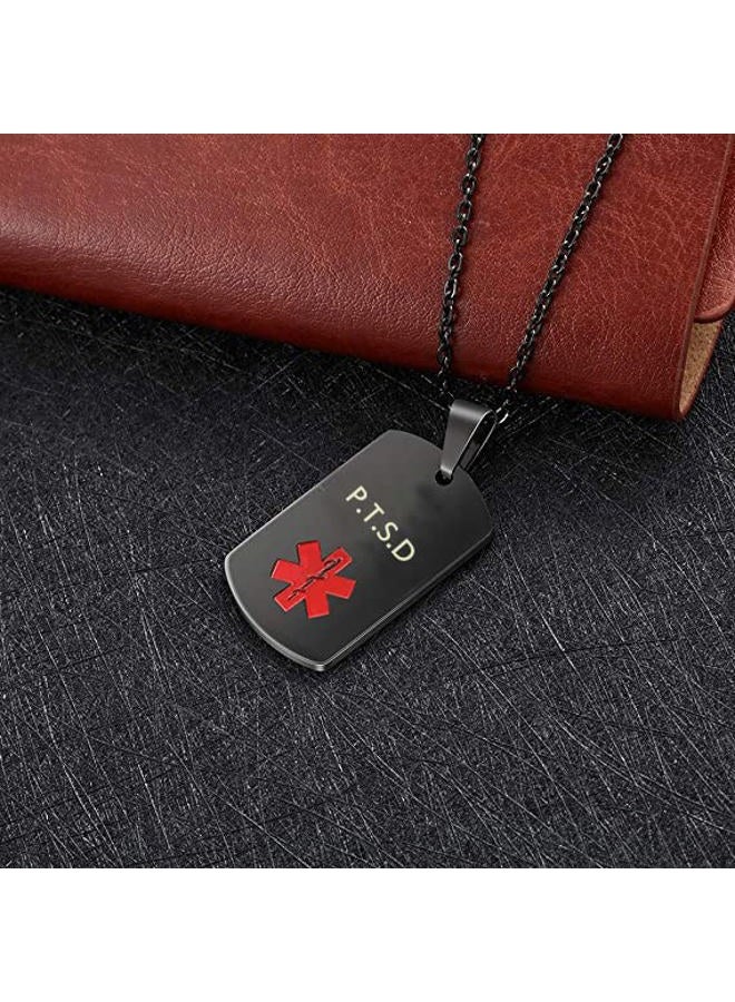 OutstandLong Medical Alert ID Necklace Pendant for Men Women Stainless Steel Medical ID Tag Emergency Med Alert Necklace Jewelry, Stainless Steel, base - Image 3