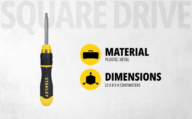 STANLEY STHT68010-8 Magnetic Holder Ratcheting Screwdriver with 10 Bits - Image 2