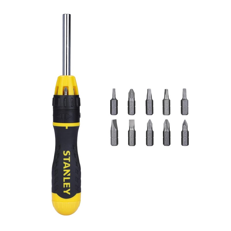 STANLEY STHT68010-8 Magnetic Holder Ratcheting Screwdriver with 10 Bits - Image 1