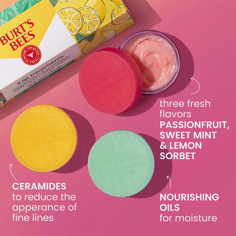Burt's Bees Lip Mask Set- Overnight Intensive Treatment Revives u0026 Nourishes for All Day Hydration, Passion Fruit u0026 Chamomile, Sweet Mint u0026 Lemon Sorbet - Image 2