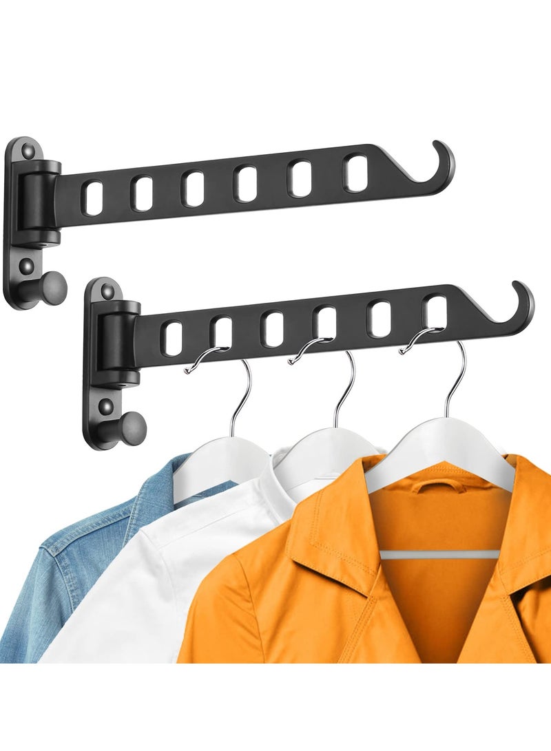 KASTWAVE Wall Mounted Clothes Hanger with Swing Arm, Laundry Room Dryer Rack, Folding Valet Hook, Sturdy Hanging, Foldable 180°Rotation, Solid Aluminum (2-Pack, Black) - Image 1