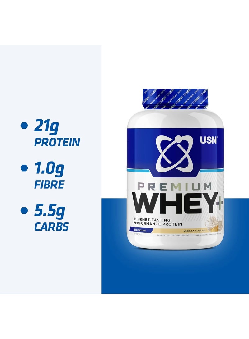 يو إس إن بروتين USN بريميوم ووي+ بنكهة الشوكولاتة والكراميل 2 كجم – 21 جم بروتين لكل حصة | امتصاص سريع - Image 5