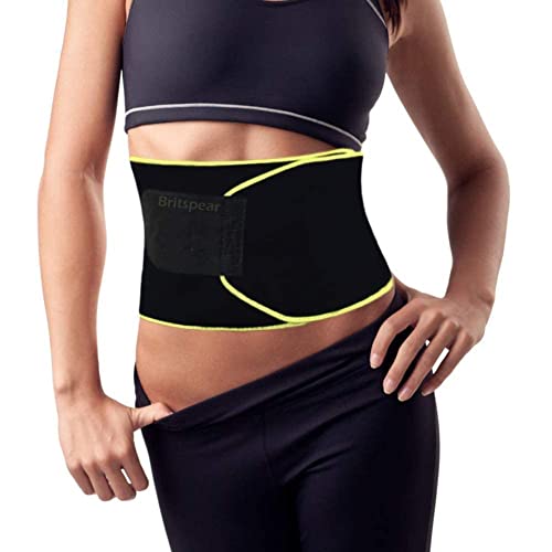 BRITSPEAR Men And Women Waist Support Belt Neoprene Ab Belt Trainer, Stomach Wrap Tummy Belt/Belly Tummy Yoga Wrap Back Exercise Body Wrap Belt (Free Size_Yellow) - Image 1