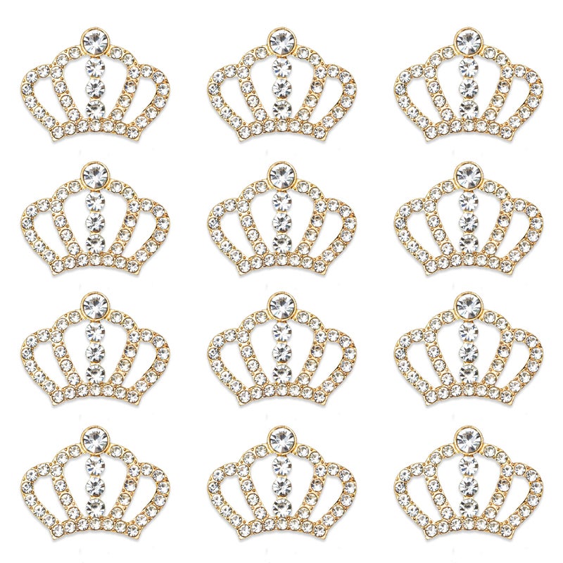 Rodvanvo 24 Piece Crown Jewelry Embellishment for DIY Handmade Hair Accessories Sneakers Clothes Party Decorations Gift Box DressRhinestone Alloy Appliques Decorative Home Decor Gold Crown