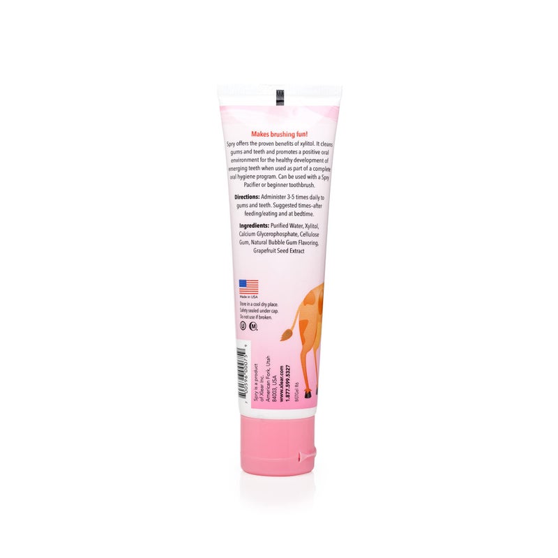 Spry Natural Xylitol Toothpaste for Baby, Toddler and Kids Age 3 Months and Up - Fluoride Free Tooth Gel, Tasty, Support Development of Emerging Teeth, Bubble Gum 2 Fl Oz (Pack of 1) - Image 2