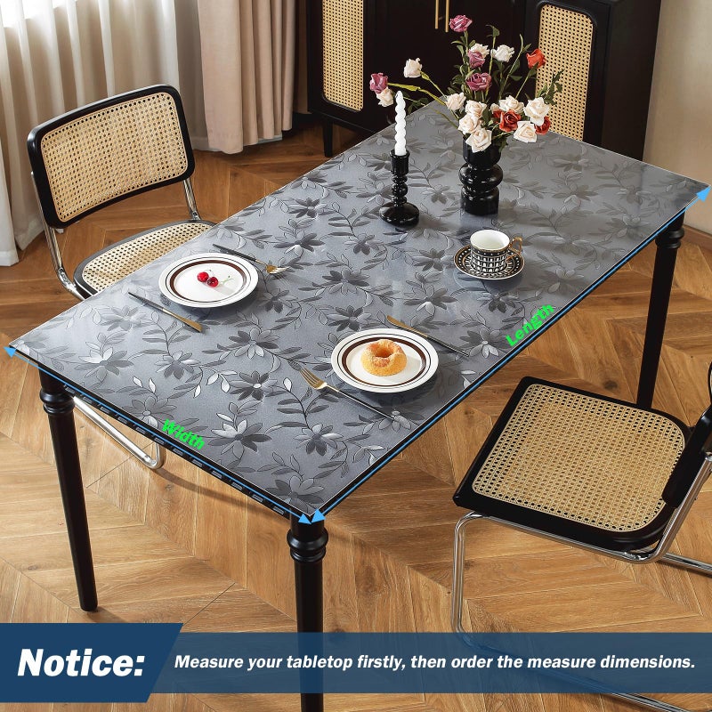 OstepDecor Floral Table Protector 36 x 60 Inch, 1.5mm Thick Plastic Table Cover, Waterproof Dining Tabletop Protector Rectangle Vinyl Tablecloth PVC Desk Pad Mat for Kitchen, Wooden Table - Image 4