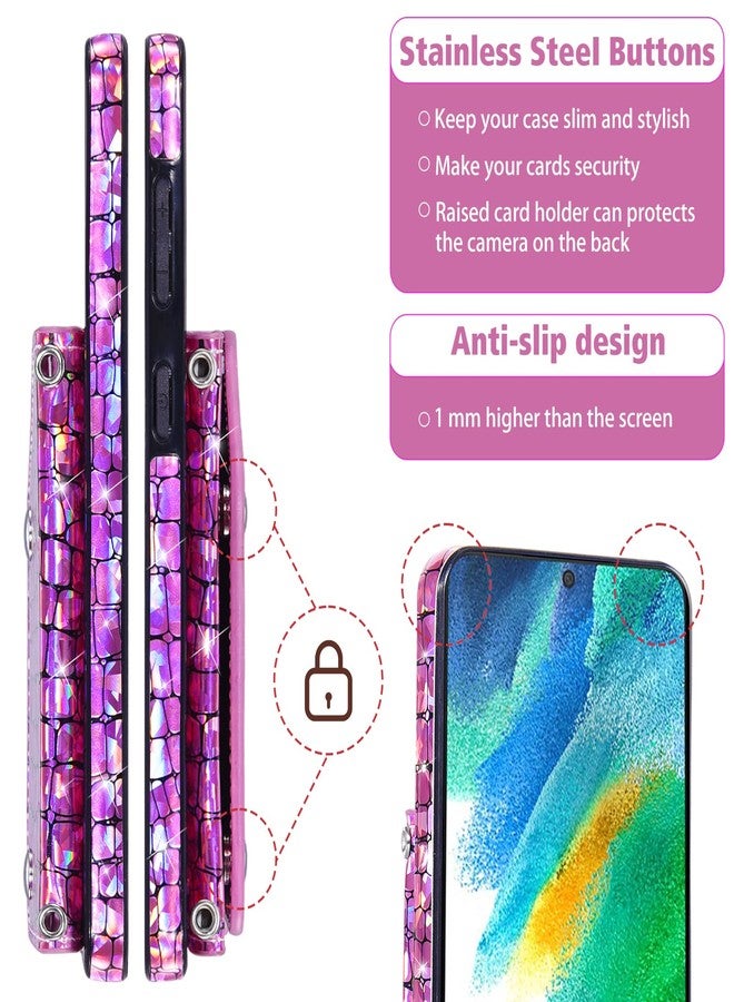 أسو ويش جراب هاتف Asuwish لهاتف سامسونج جالاكسي S21 FE 5G، غطاء محفظة مع واقي شاشة وحامل بطاقات ائتمان، جلد لامع براق، Cell S 21 EF S21FE5G UW S21FE 21S G5، 6.4 بوصة، للنساء والرجال، وردي - Image 5