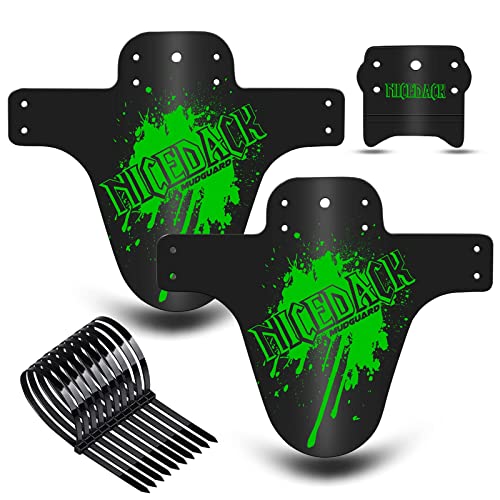 NICEDACK Bike Fender, Adjustable MTB Mud Guard, Front and Rear Compatible Mudguards, Fits 650B 20" 26" 27.5" 29 inch Fat Tire Bikes and All Disc Brake Bicycles (Matte Surface,Green) - Image 1