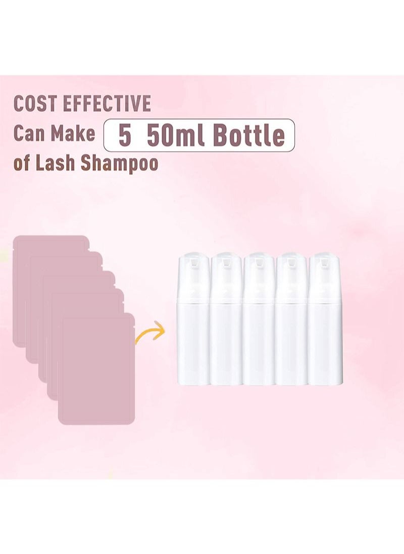 Shampoo Concentrate for Eyelash Extensions 5 Pack 5ml Eyelash Extensions Bulk Liquid Set, Sulphate Free Non-Irritating Shampoo for Eyelash Extensions Salon Home Care - Makes 5 bottles of 50ml