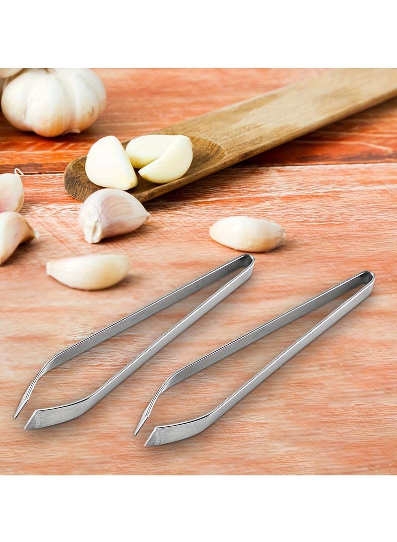 3 Pack Stainless Steel Garlic Peeler - Garlic Peeler Clip Peel Remover, Fishbone Remover, Hair Remover - Easily Remove Garlic Peel - Avoid Garlic Smell on Hands  - Image 3