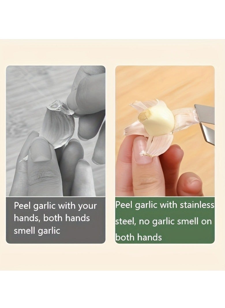 3 Pack Stainless Steel Garlic Peeler - Garlic Peeler Clip Peel Remover, Fishbone Remover, Hair Remover - Easily Remove Garlic Peel - Avoid Garlic Smell on Hands  - Image 4