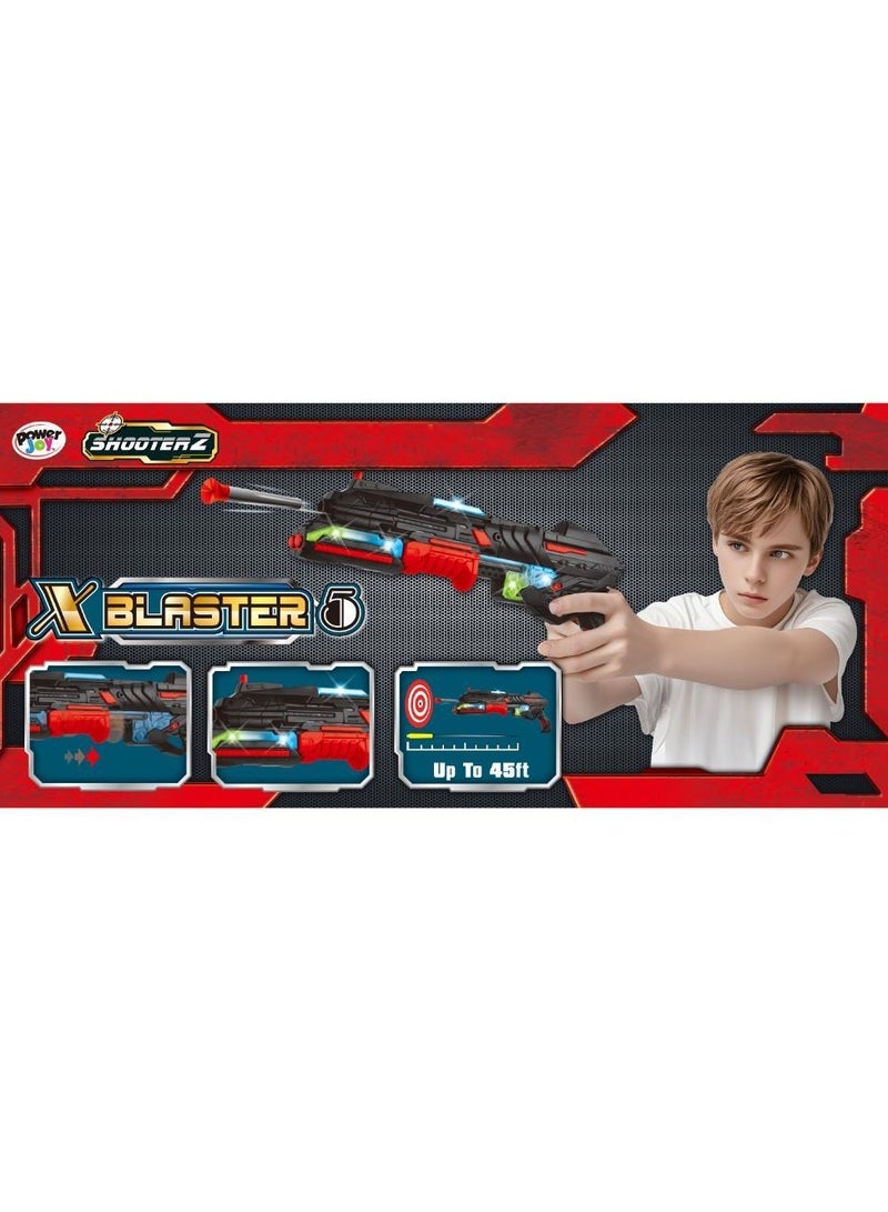 Power Joy بلاستر باور جوي شوتيرز X -5 مع 10 رصاصات فوم مع أضواء، قطعة متنوعة (قد يختلف اللون) يعمل بالبطارية | ألعاب أكشن | لعبة تفاعلية | بلاستر ألعاب | مسدس ألعاب يمكنه إطلاق النار لأكثر من 45 قدم! | هدية للأطفال والبالغين - Image 3