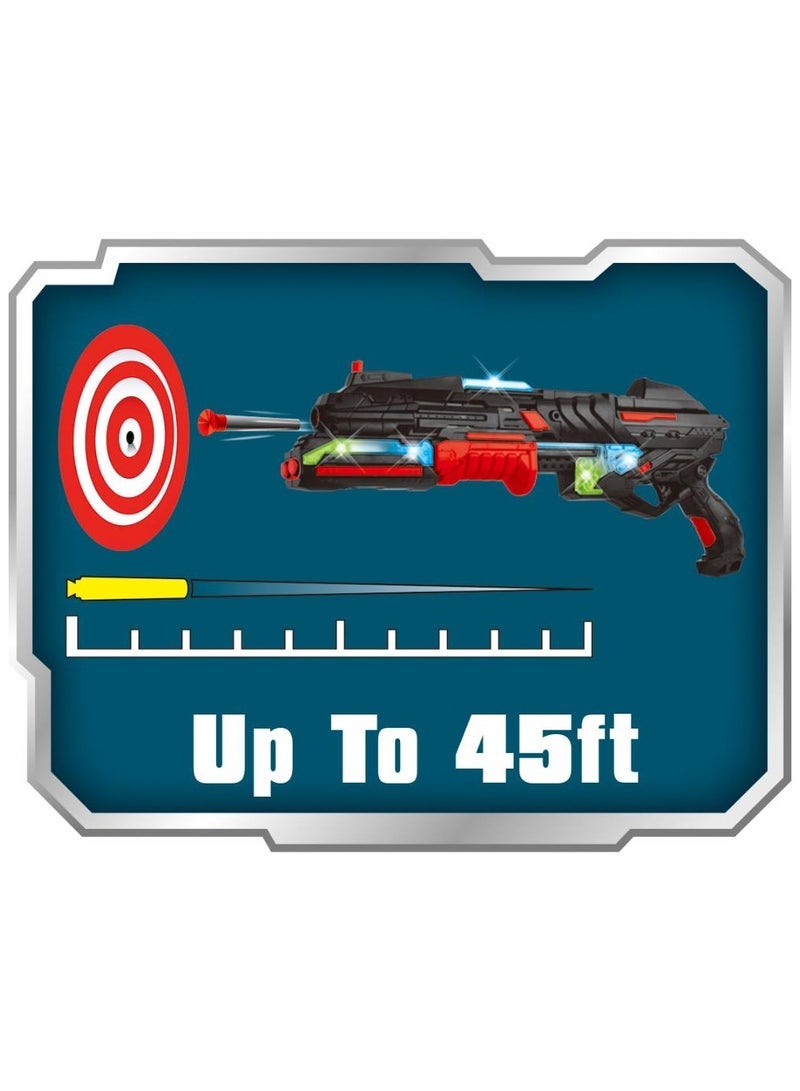 Power Joy بلاستر باور جوي شوتيرز X -5 مع 10 رصاصات فوم مع أضواء، قطعة متنوعة (قد يختلف اللون) يعمل بالبطارية | ألعاب أكشن | لعبة تفاعلية | بلاستر ألعاب | مسدس ألعاب يمكنه إطلاق النار لأكثر من 45 قدم! | هدية للأطفال والبالغين - Image 2