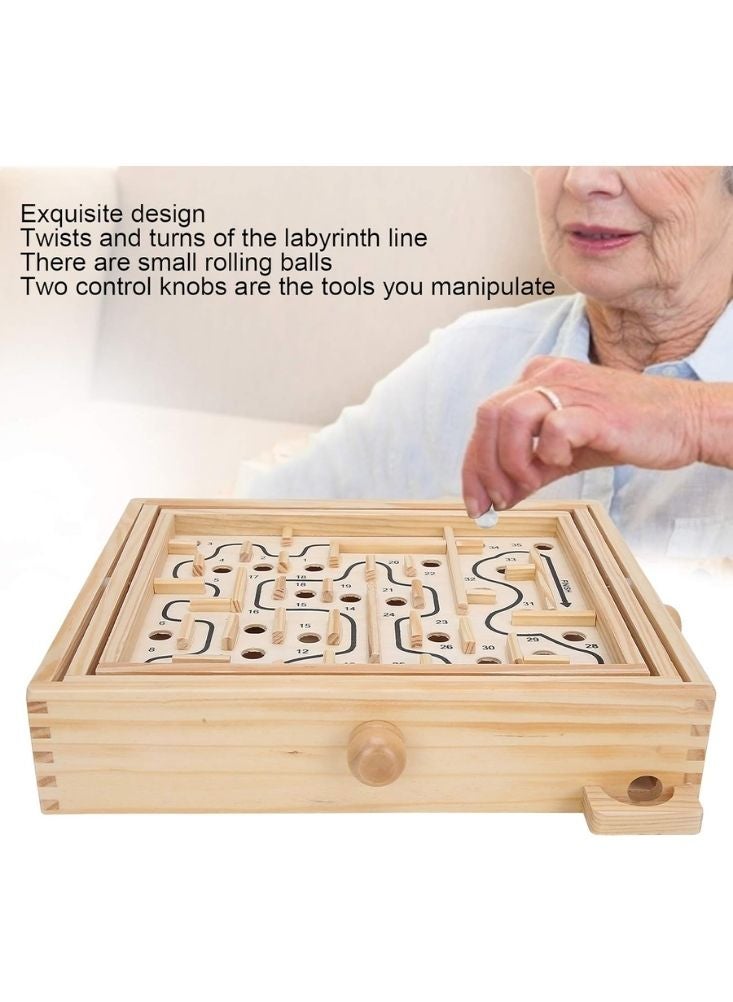 بريميم لعبة متاهة الرخام الخشبية – لوحة ألغاز كلاسيكية بمهارات متنوعة مع كرات زجاجية للأطفال والكبار. - Image 2