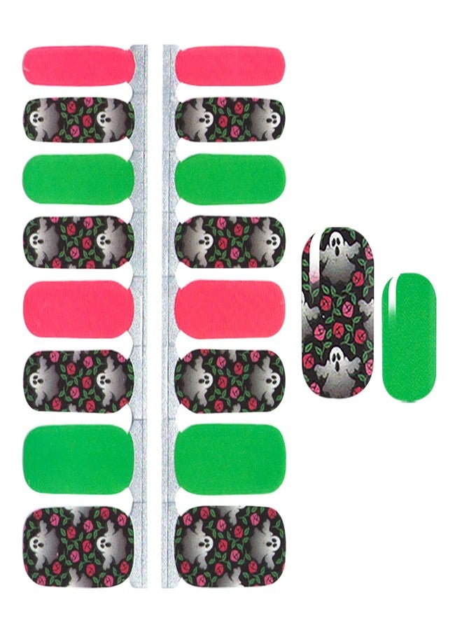 SILPECWEE 5 Sheets Halloween Nail Wraps for Women Nail Polish Strips Self Adhesive Nail Polish Stickers Skull Pumpkin Ghost Gel Nail Strips Nail Art Accessories with 1pc Nail File - Image 3