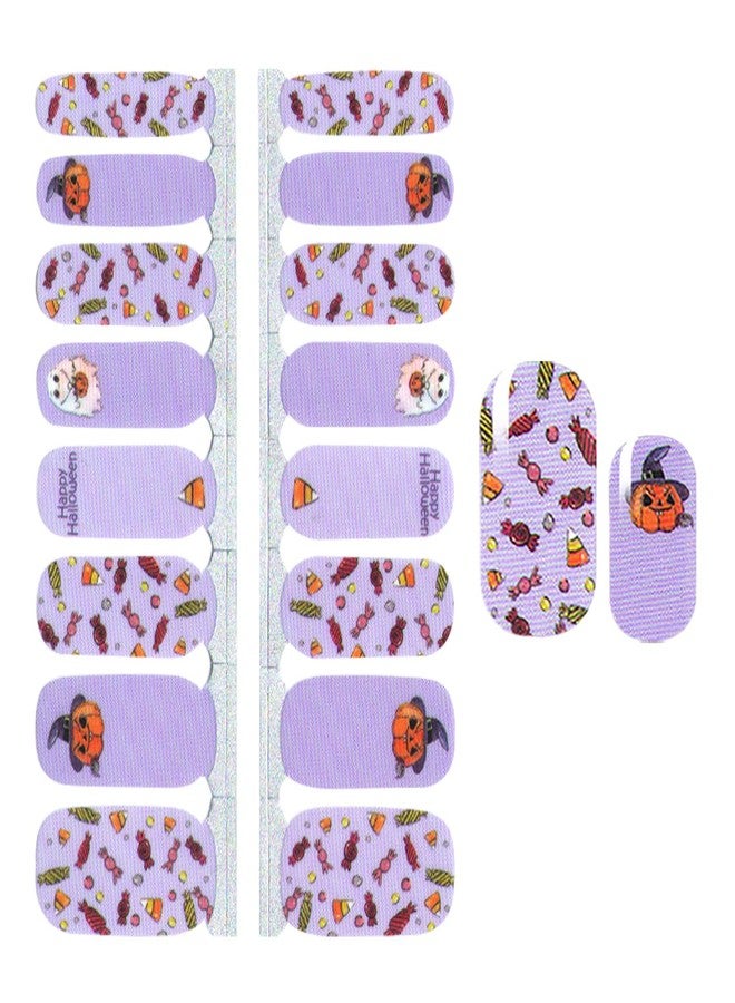 SILPECWEE 5 Sheets Halloween Nail Wraps for Women Nail Polish Strips Self Adhesive Nail Polish Stickers Skull Pumpkin Ghost Gel Nail Strips Nail Art Accessories with 1pc Nail File - Image 2