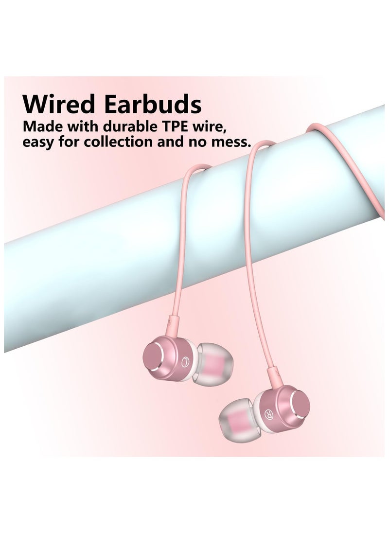 GUDOO - USB C Earbuds Rose Gold, Type C in Ear Headphones Wired, Stereo Bass Pink Earphones with Micphone and Volume Control, for 15 Pro Max 15 Plus iPad Pro USB C Earphones - Image 1