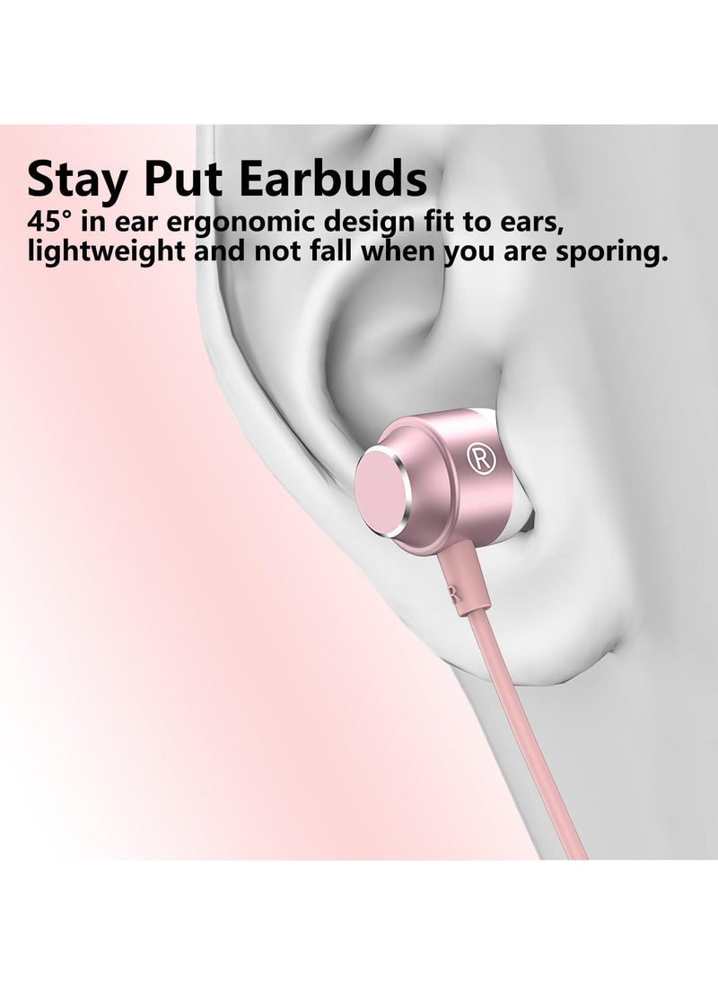 GUDOO - USB C Earbuds Rose Gold, Type C in Ear Headphones Wired, Stereo Bass Pink Earphones with Micphone and Volume Control, for 15 Pro Max 15 Plus iPad Pro USB C Earphones - Image 1