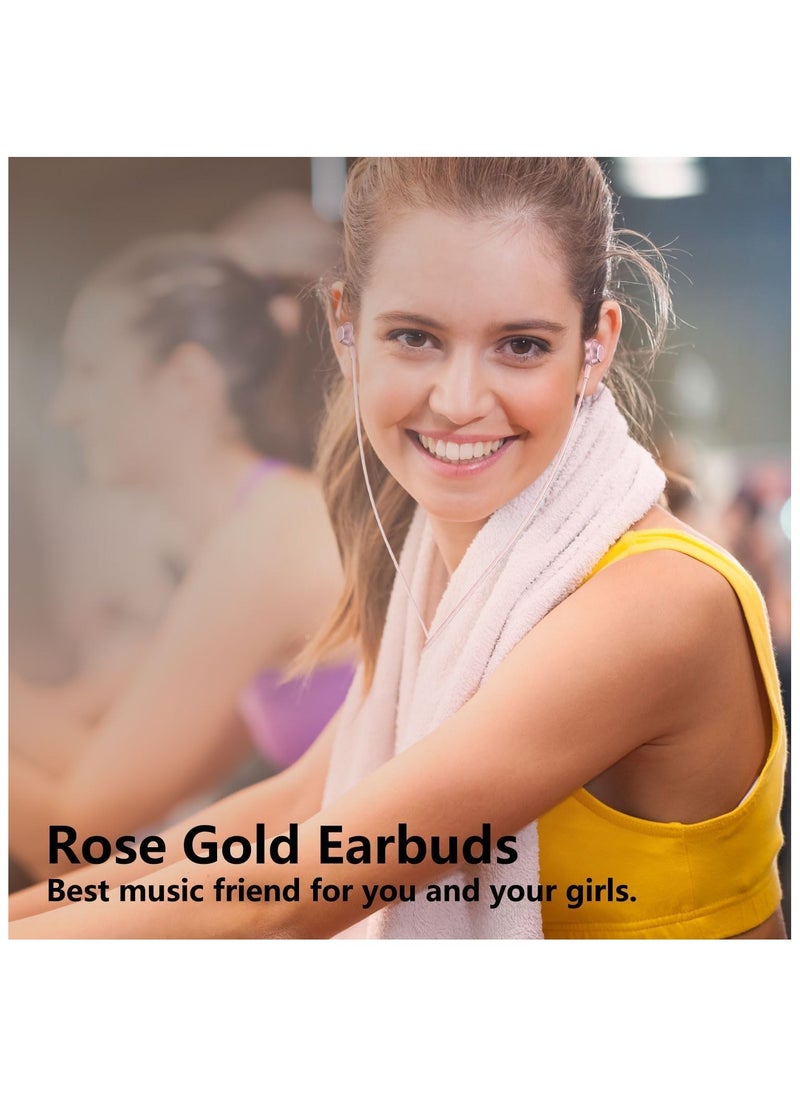 GUDOO - USB C Earbuds Rose Gold, Type C in Ear Headphones Wired, Stereo Bass Pink Earphones with Micphone and Volume Control, for 15 Pro Max 15 Plus iPad Pro USB C Earphones - Image 1