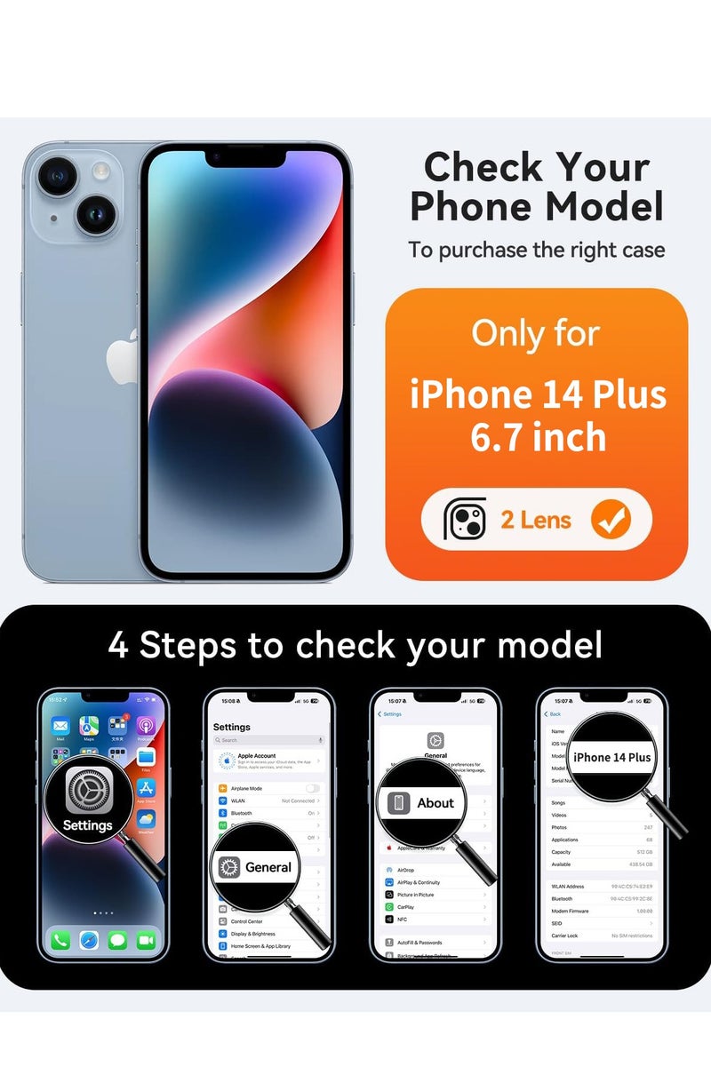 ESCASE Magnetic Cover for iPhone 14 Plus 6.7 Inch, MagSafe Compatible, Full Camera Protection, Translucent Matte Slim Protective Shockproof Case, Blue - Image 2