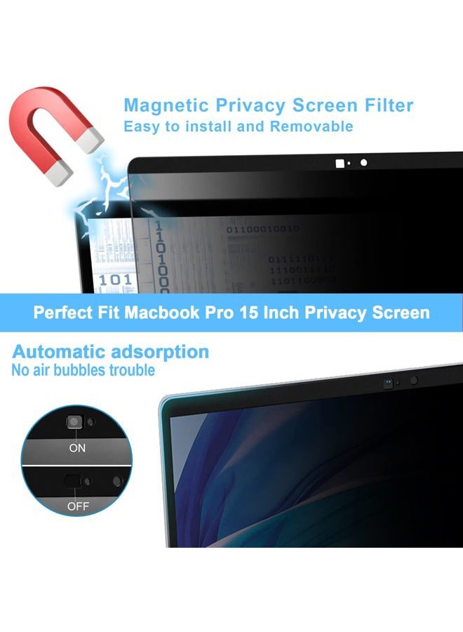 ZOEGAA Privacy Screen MacBook Pro 15 Inch(2016-2019), Magnetic Removable Anti Blue Light MacBook Pro 15 Inch Privacy Screen With Webcam Cover for Mac 15 in Laptop Model (A1707/A1990) - Image 2
