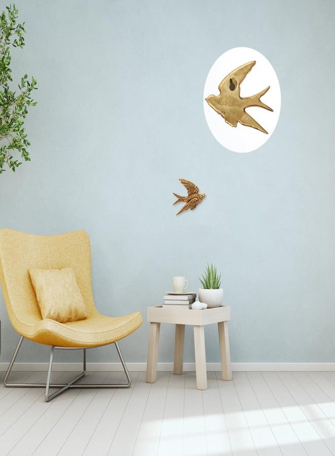 Yardwe Golden Resin Swallow Wall Art Decor - 3d Bird Wall Sculpture for Home, Garden, Living Room, Bedroom - 4.72x3.54x0.59 Inch - Image 5
