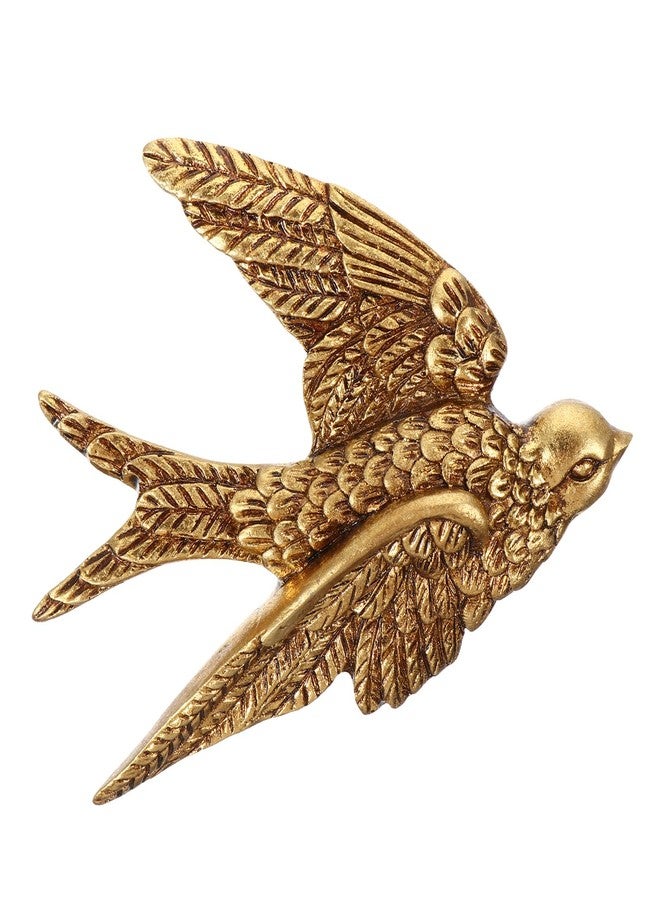 Yardwe Golden Resin Swallow Wall Art Decor - 3d Bird Wall Sculpture for Home, Garden, Living Room, Bedroom - 4.72x3.54x0.59 Inch - Image 1