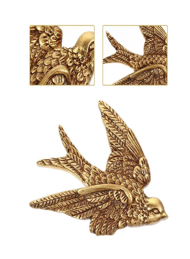 Yardwe Golden Resin Swallow Wall Art Decor - 3d Bird Wall Sculpture for Home, Garden, Living Room, Bedroom - 4.72x3.54x0.59 Inch - Image 4